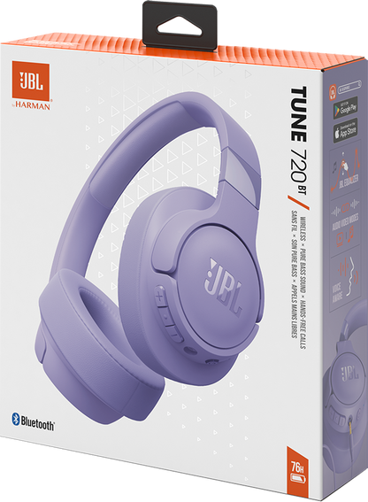 Kit mains libres Bluetooth JBL Tune 720BT, MultiPoint, A2DP, Violet JBLT720BTPUR