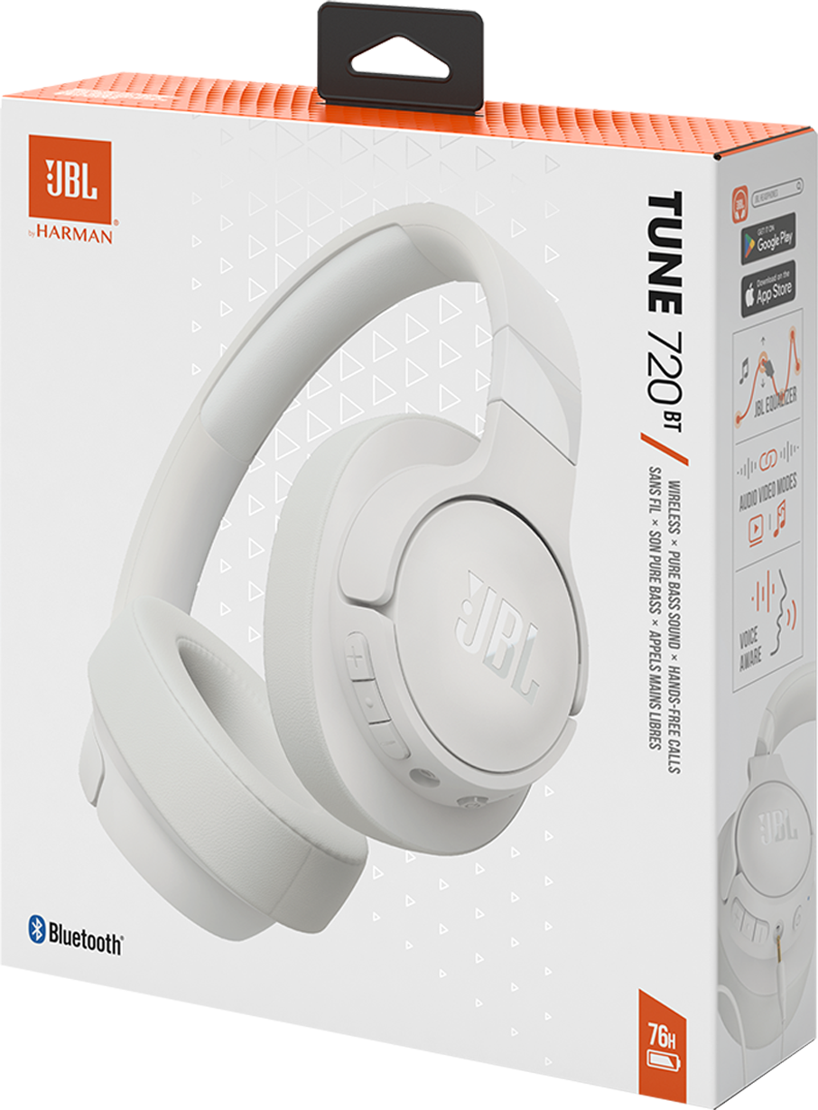 Kit mains libres Bluetooth JBL Tune 720BT, MultiPoint, A2DP, Blanc 