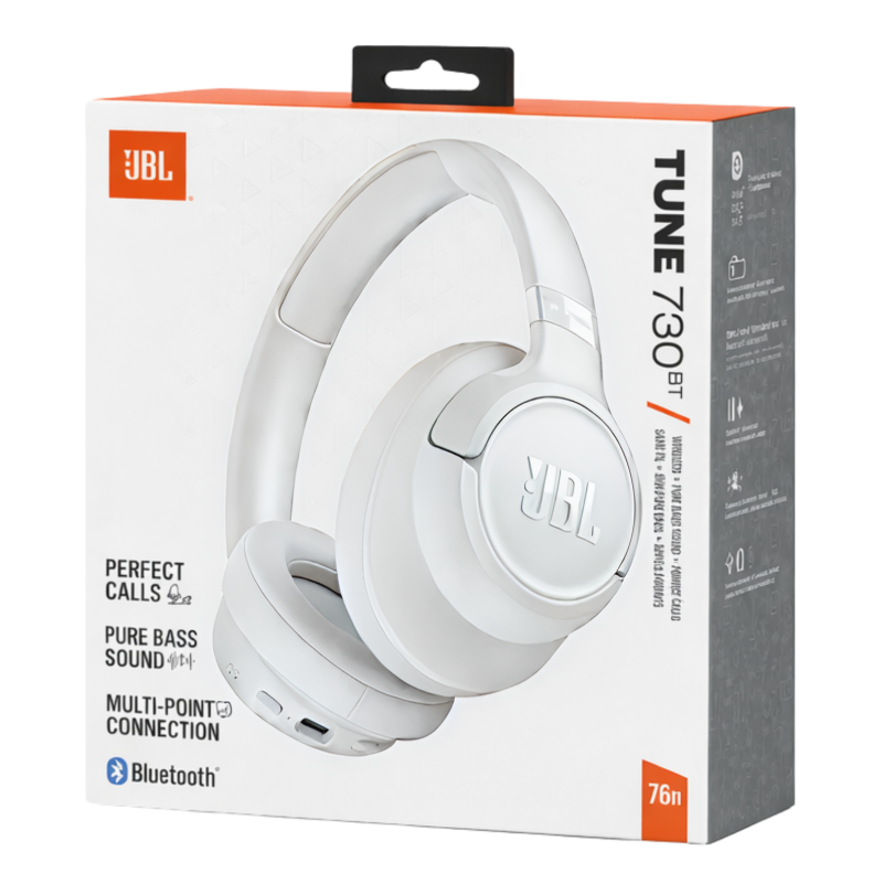 Kit mains libres Bluetooth JBL Tune 730BT, MultiPoint, A2DP, Blanc JBLT730BTWHT