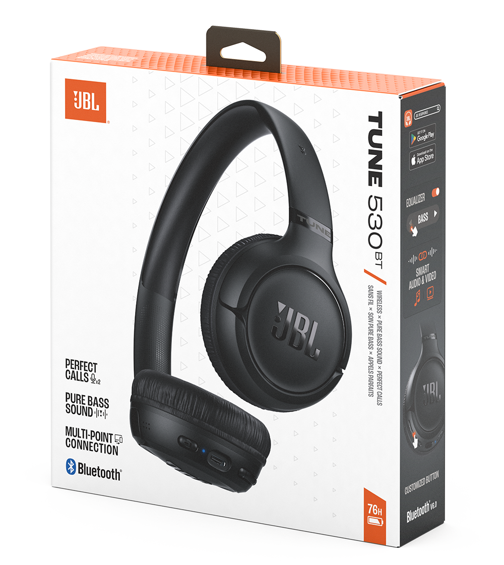 Kit mains libres Bluetooth JBL Tune 530BT, MultiPoint, A2DP, Noir