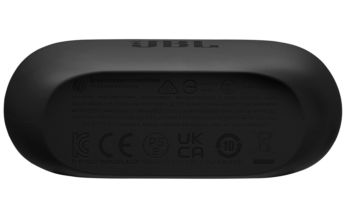 Kit mains libres Bluetooth JBL Wave Buds 2, TWS, ANC, MultiPoint, Noir JBLWBUDS2BLK