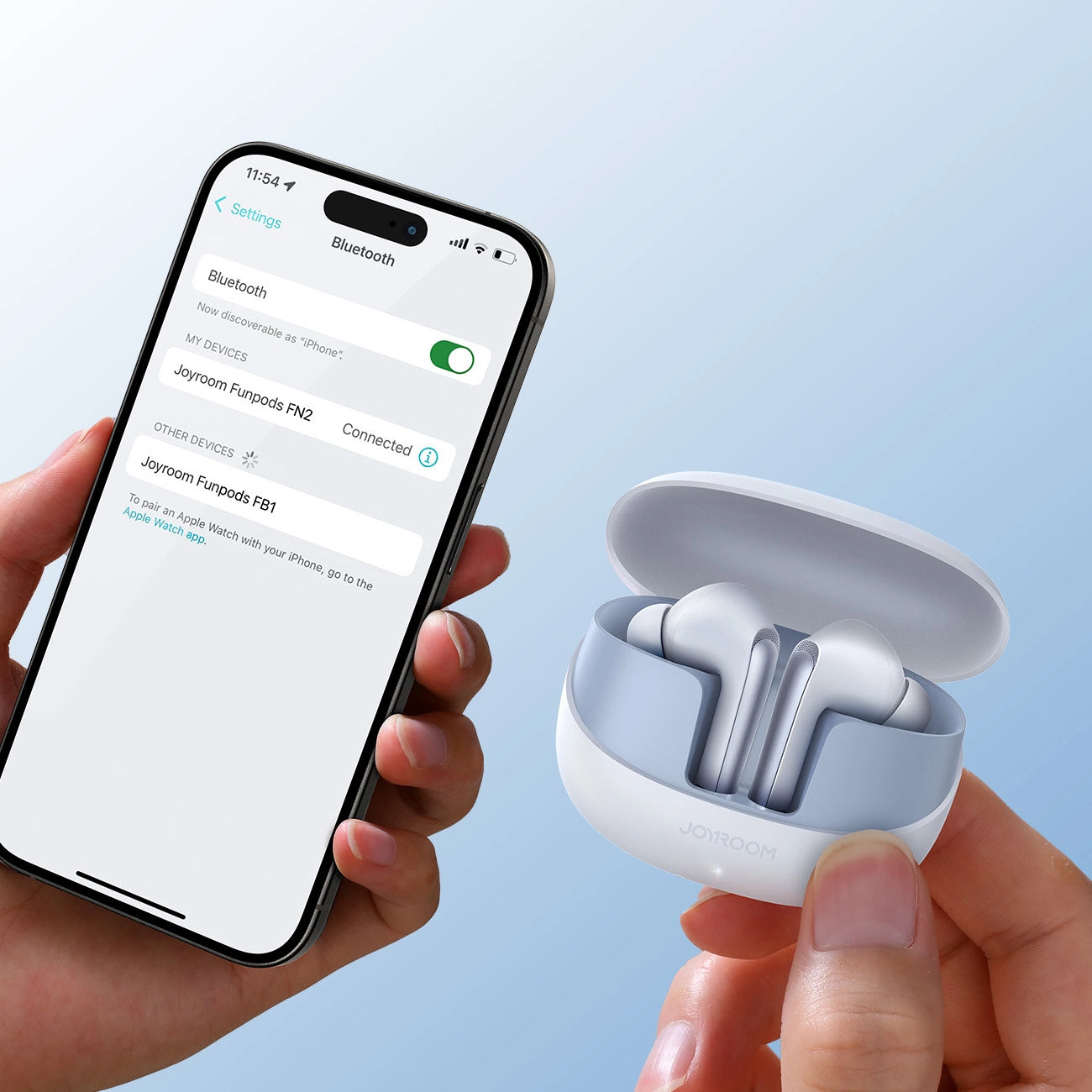 Kit mains libres Bluetooth Joyroom Funpods JR-FN2, TWS, ANC, Blanc