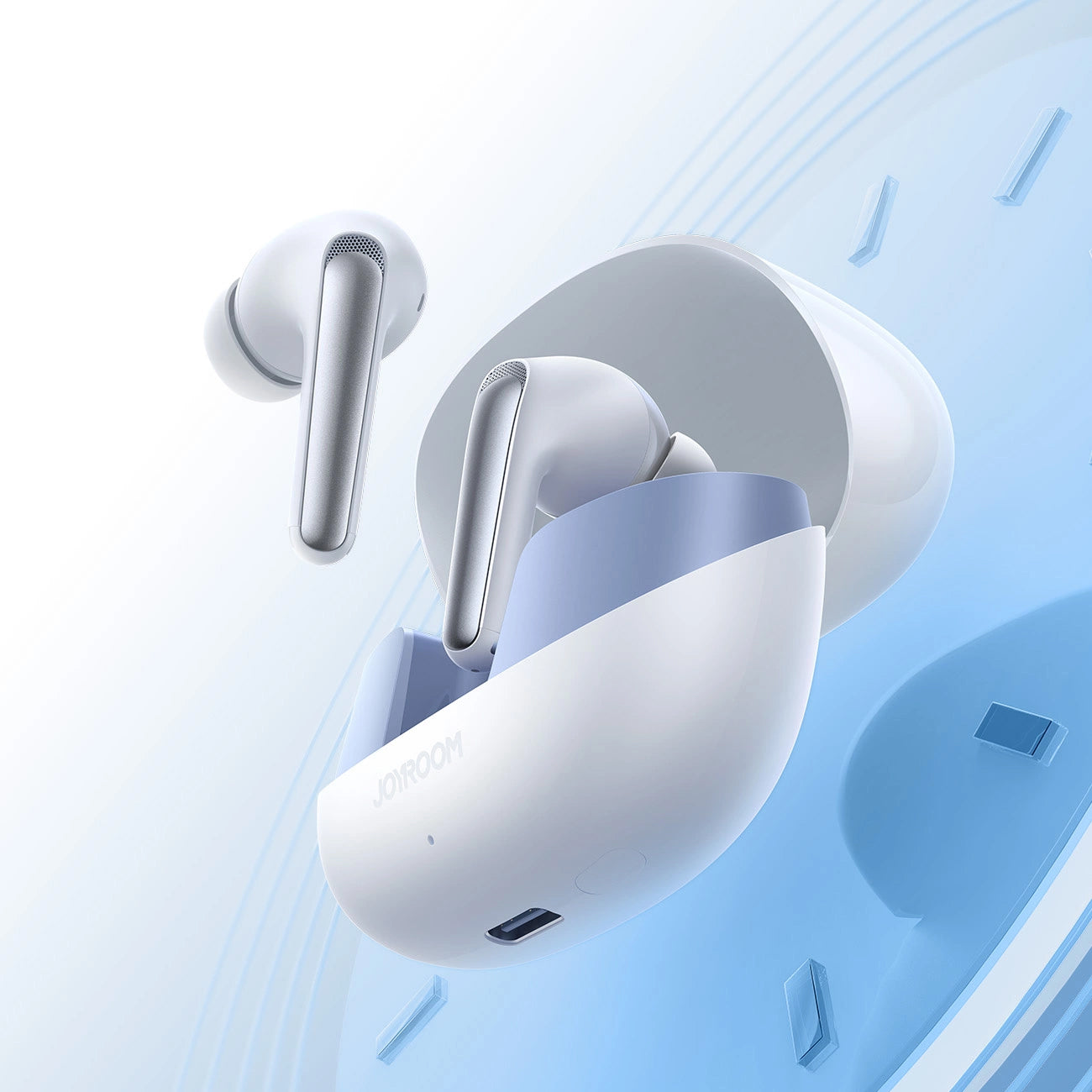 Kit mains libres Bluetooth Joyroom Funpods JR-FN2, TWS, ANC, Blanc