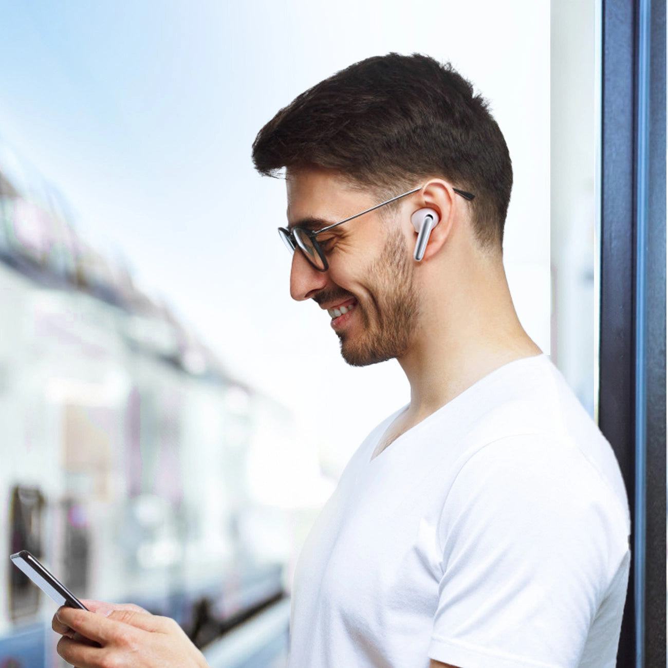 Kit mains libres Bluetooth Joyroom Funpods JR-FN2, TWS, ANC, Blanc