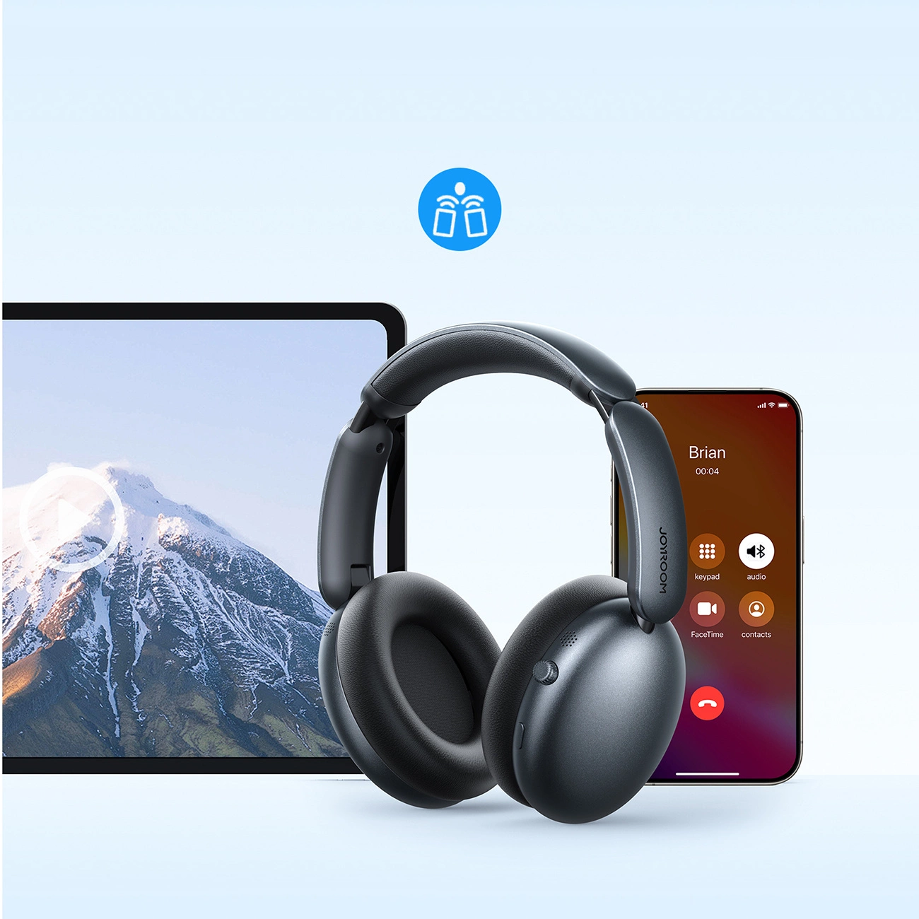 Kit mains libres Bluetooth Joyroom JR-JH1, A2DP, ANC, Noir