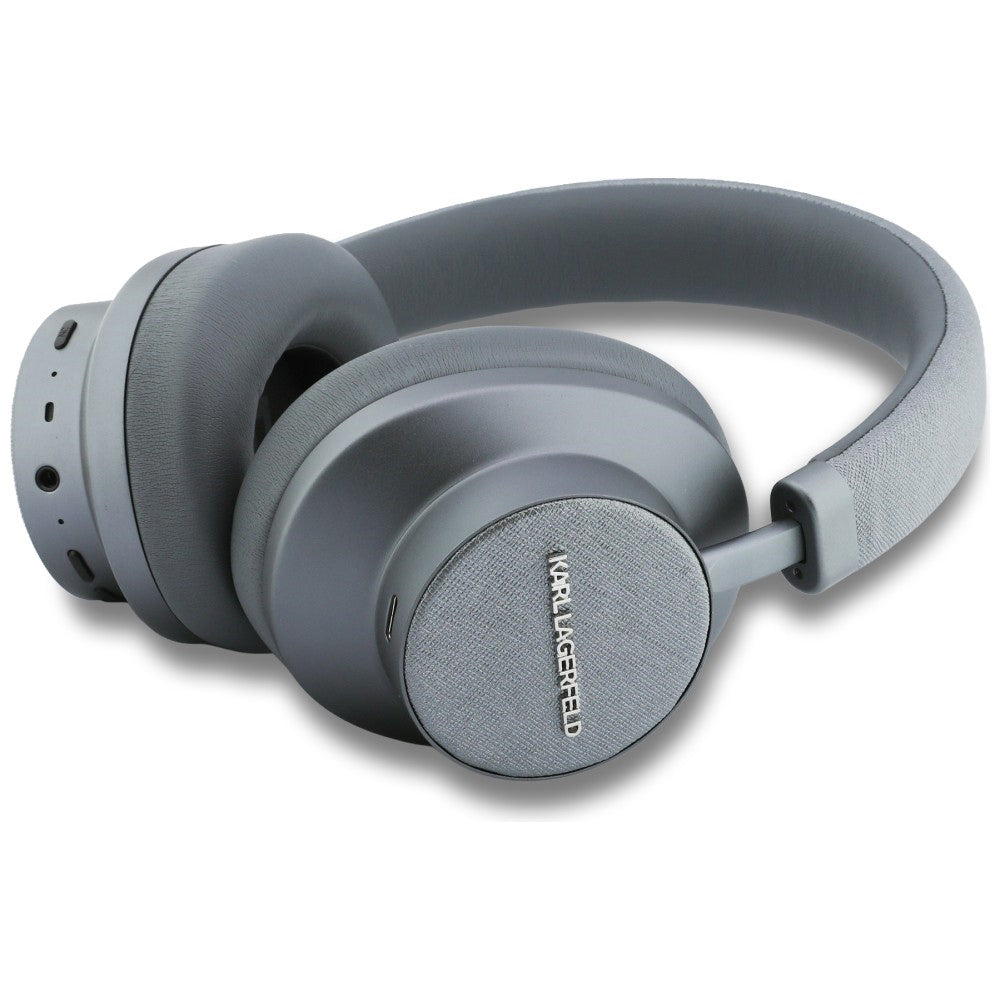 Kit mains libres Bluetooth Karl Lagerfeld Saffiano Elongated, A2DP, ANC, Gris