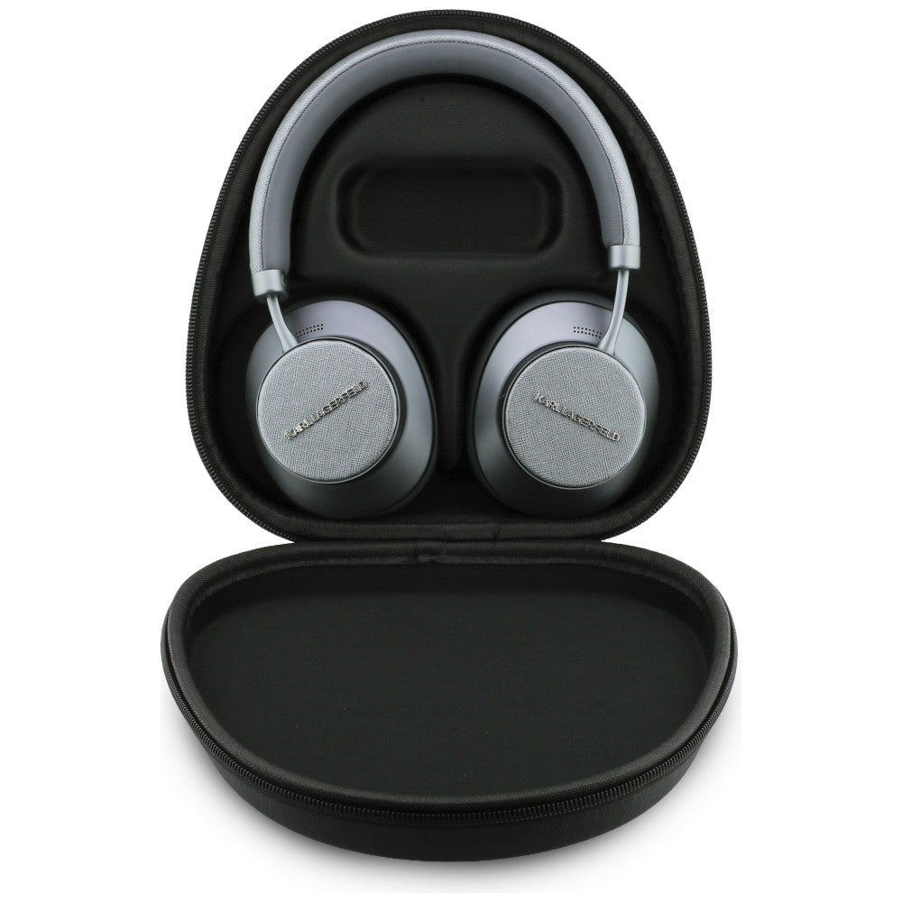 Kit mains libres Bluetooth Karl Lagerfeld Saffiano Elongated, A2DP, ANC, Gris
