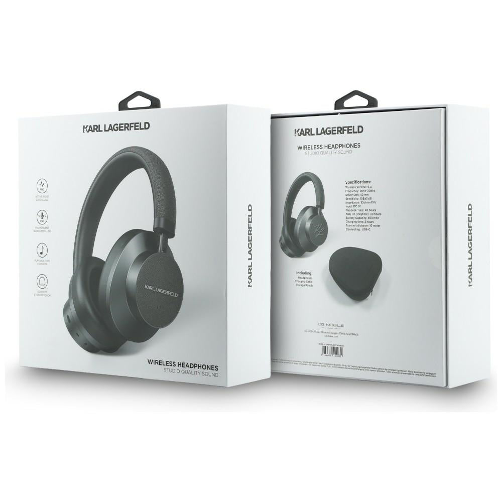 Kit mains libres Bluetooth Karl Lagerfeld Saffiano Elongated, A2DP, ANC, Gris