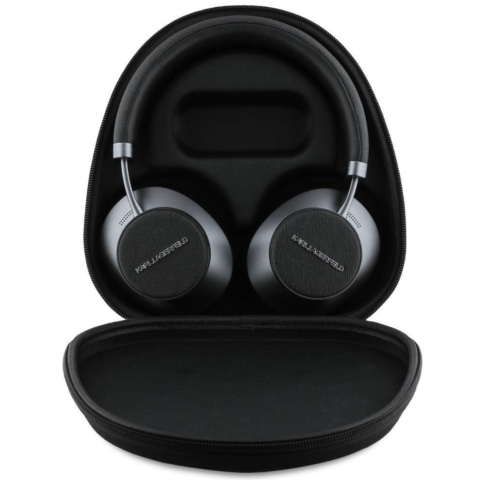 Kit mains libres Bluetooth Karl Lagerfeld Saffiano Elongated, A2DP, ANC, Noir