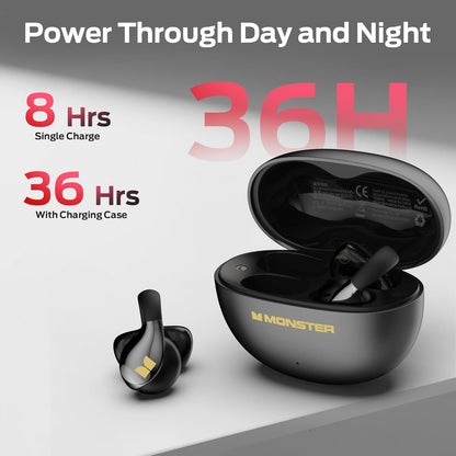 Kit mains libres Bluetooth Monster AC225, TWS, Noir