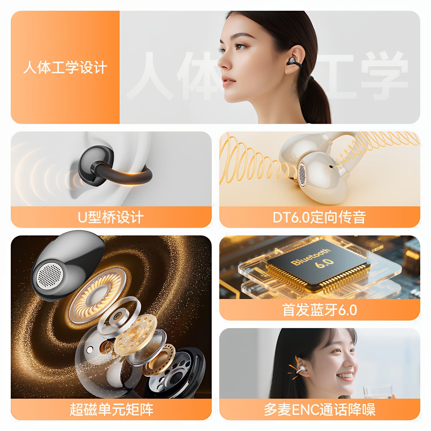 Kit mains libres Bluetooth Monster AirClip AC200, TWS, Noir