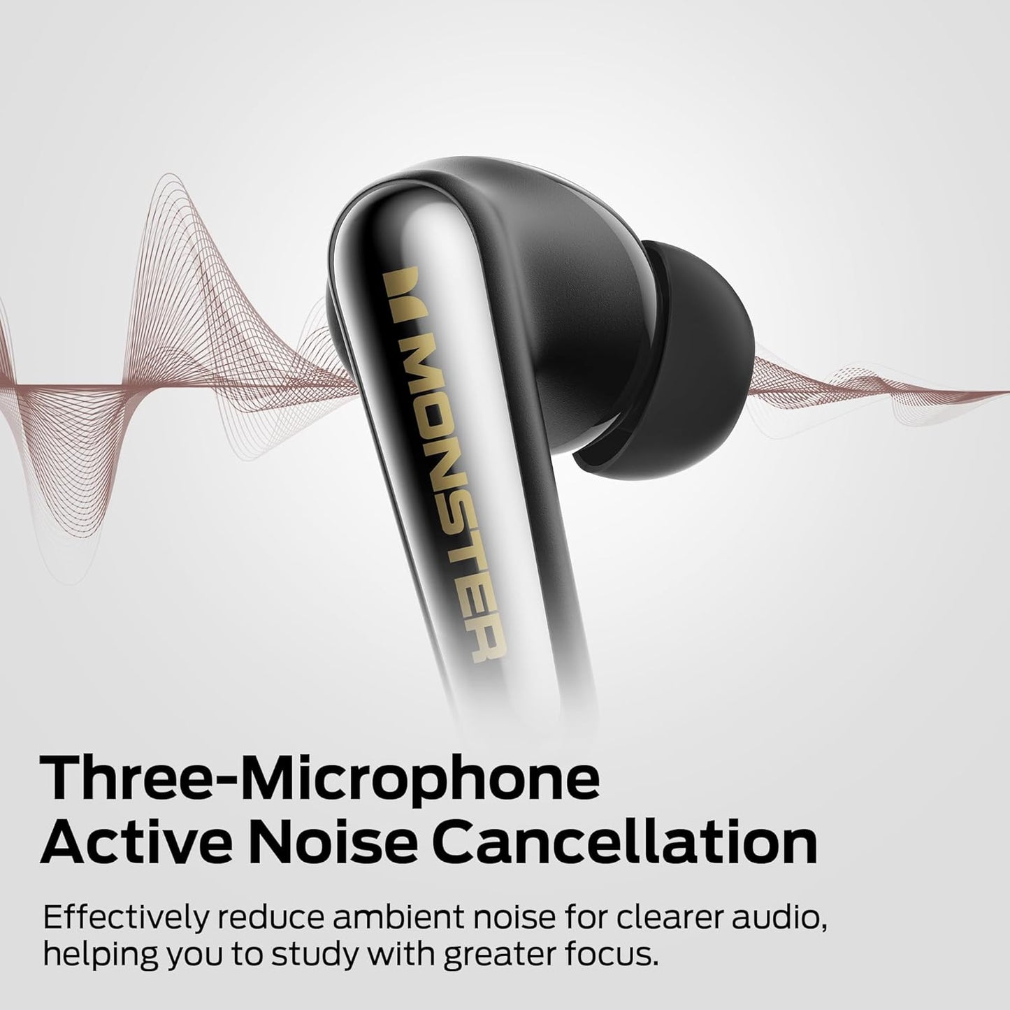 Kit mains libres Bluetooth Monster Clarity 200, TWS, ANC, Noir