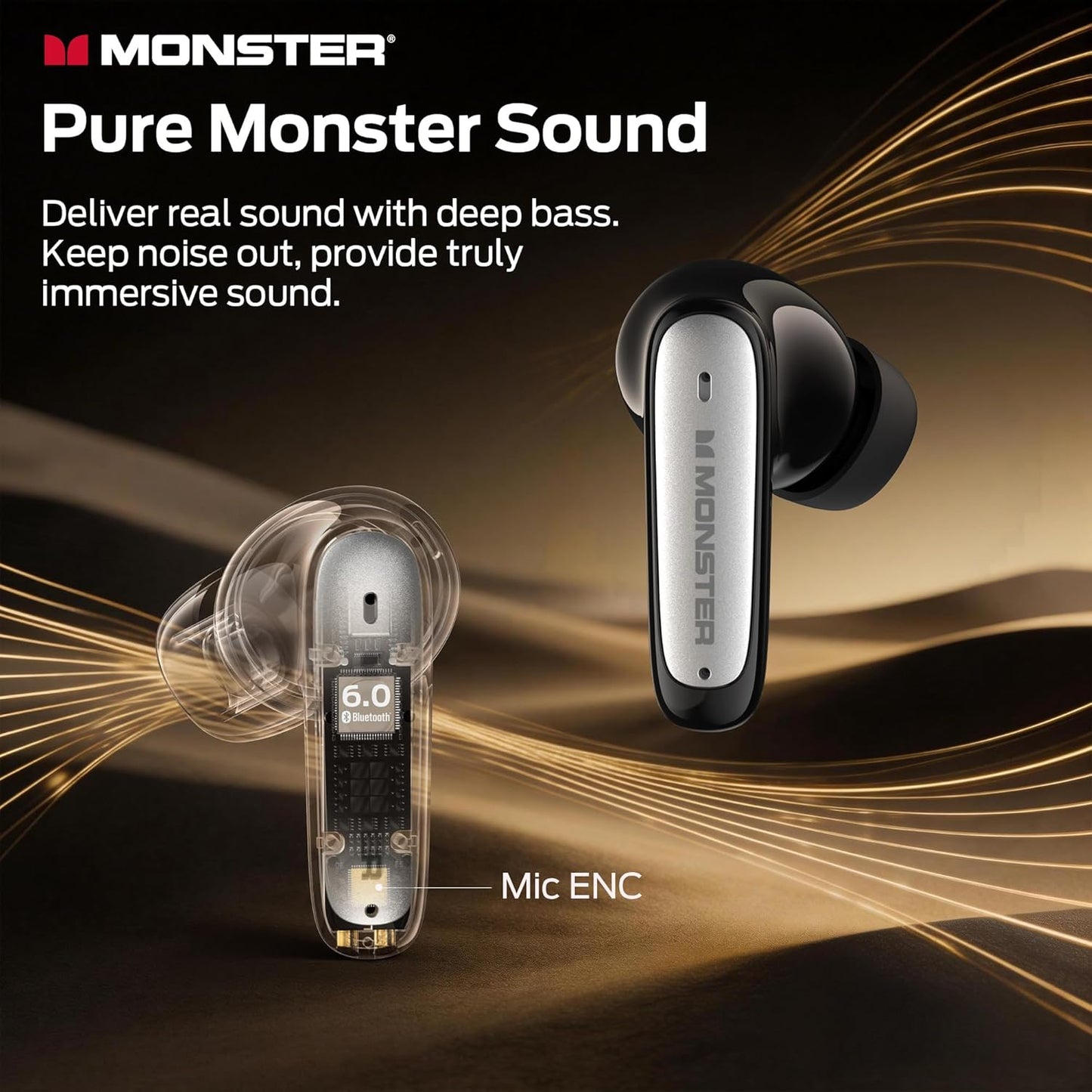 Kit mains libres Bluetooth Monster N-Lite 310, TWS, Noir