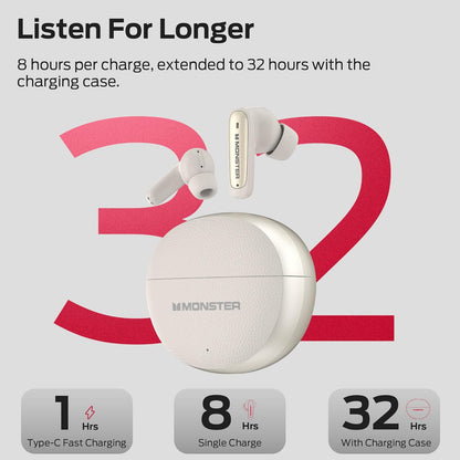 Kit mains libres Bluetooth Monster N-Lite 310, TWS, Crème Clair