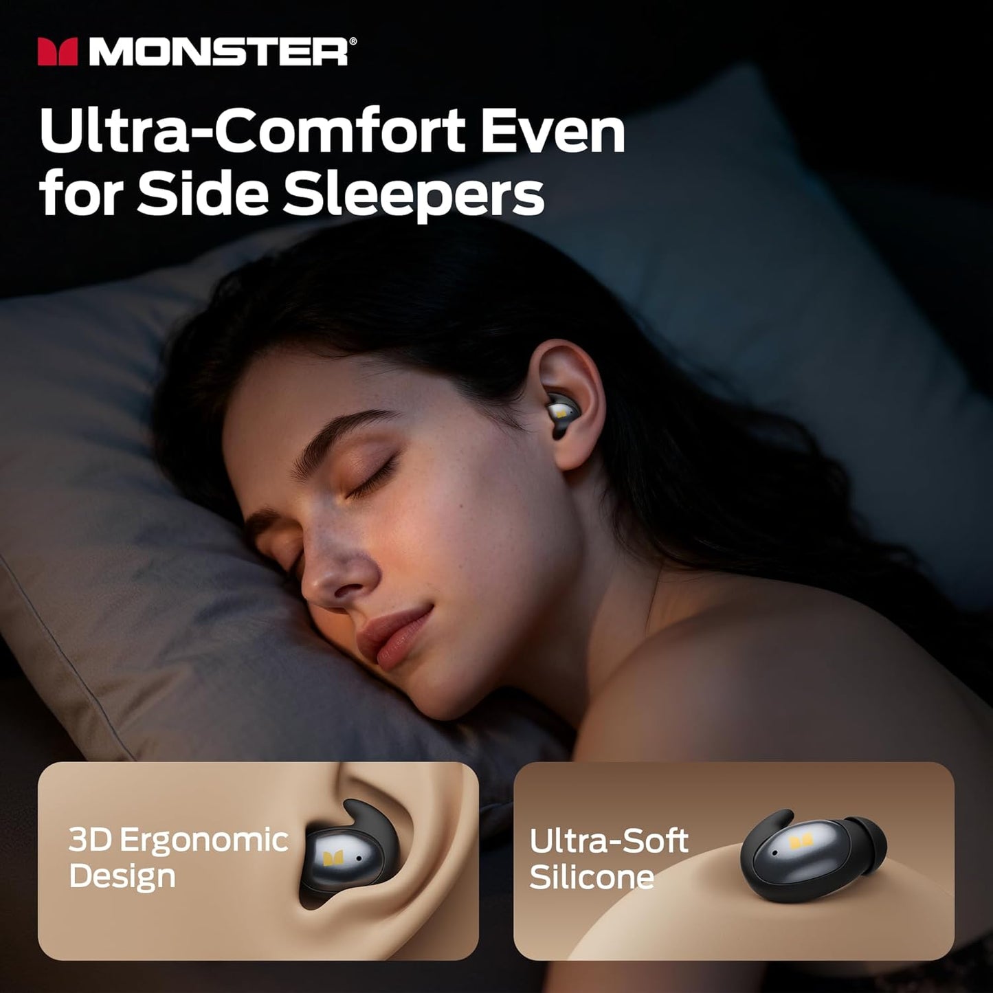 Bluetooth Handsfree Monster Sleep Ear100, TWS, Black