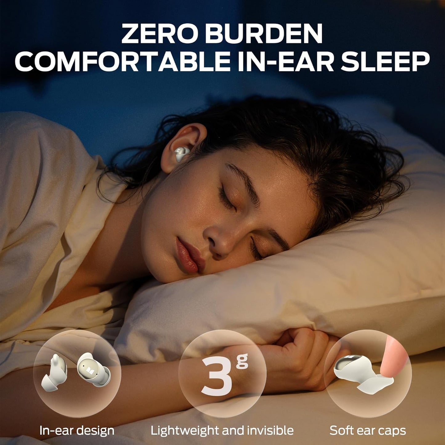 Kit mains libres Bluetooth Monster Sleep Ear200, TWS, ANC, Or
