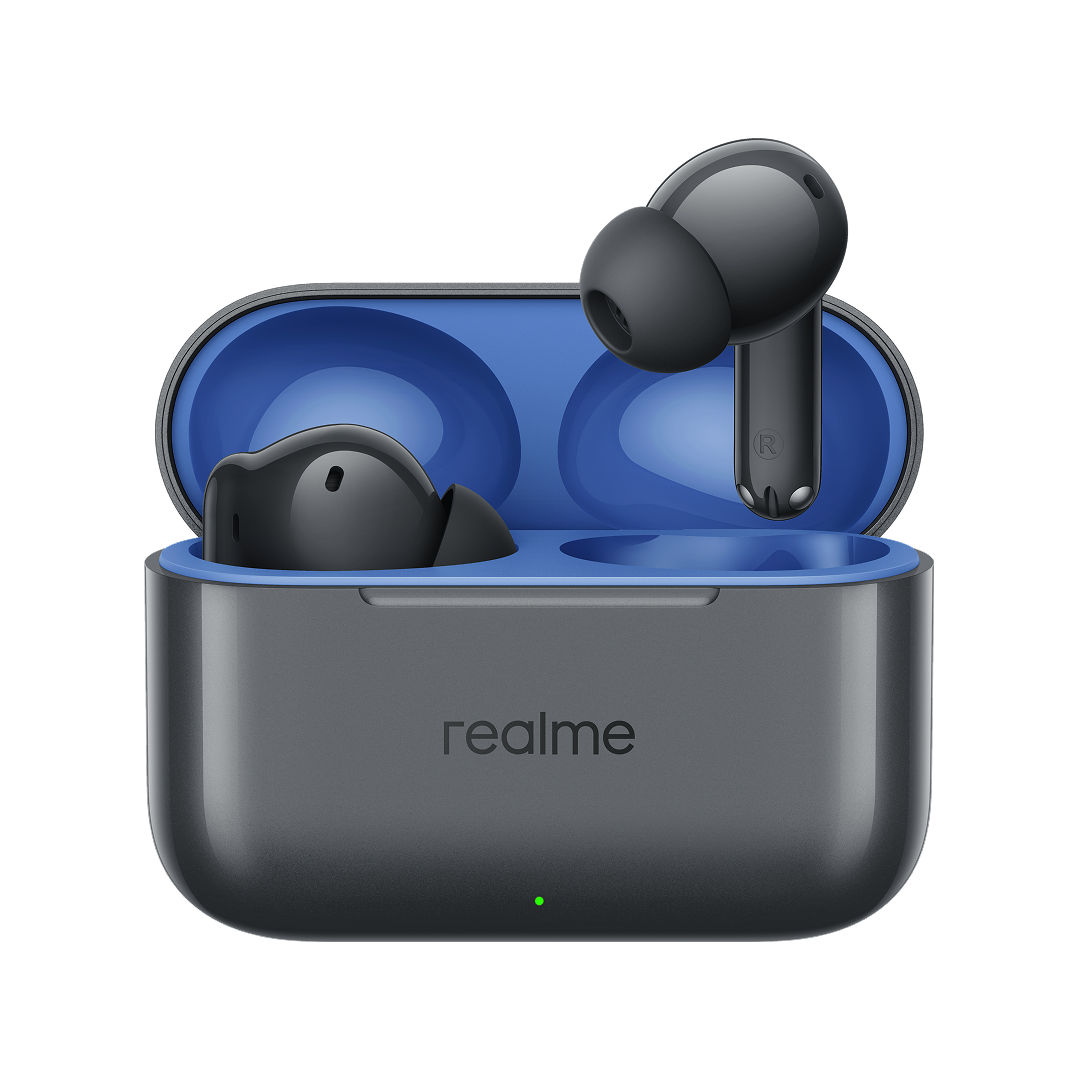 Kit mains libres Bluetooth Realme Buds T200, TWS, ANC, MultiPoint, Gris