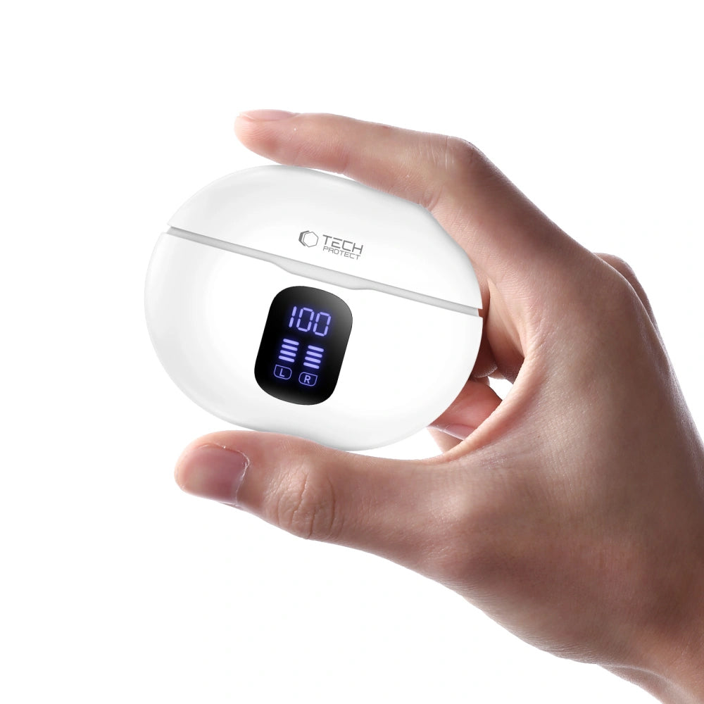 Kit mains libres Bluetooth Tech-Protect Ultraboost Pro G2, TWS, Blanc