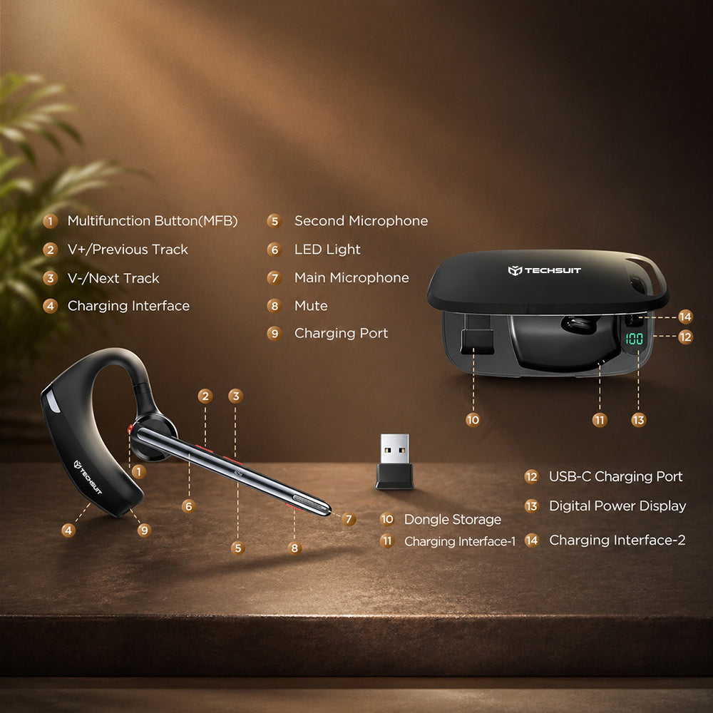 Casque Call Center Bluetooth Techsuit SoundForce Pro G10, A2DP, Noir