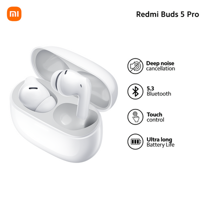 Kit mains libres Bluetooth Xiaomi Redmi Buds 5 Pro, TWS, ANC, Blanc BHR7662GL