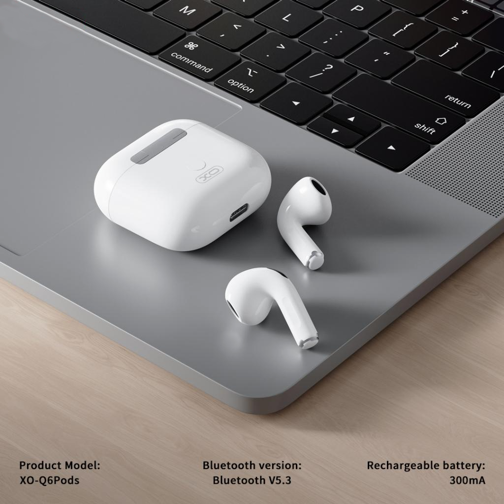 Écouteurs Bluetooth XO Design Q6 Pods, TWS, Blanc