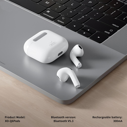 Écouteurs Bluetooth XO Design Q6 Pods, TWS, Blanc