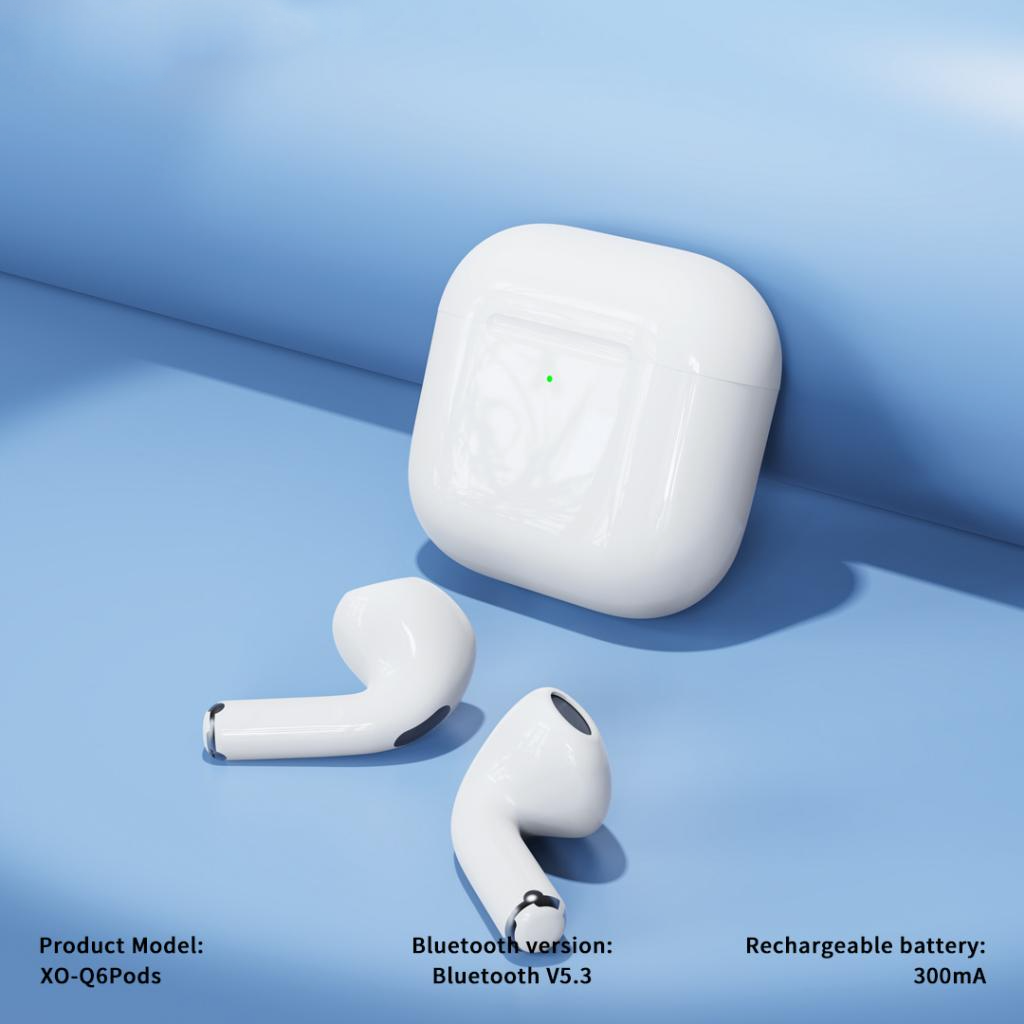Écouteurs Bluetooth XO Design Q6 Pods, TWS, Blanc