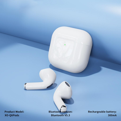 Écouteurs Bluetooth XO Design Q6 Pods, TWS, Blanc