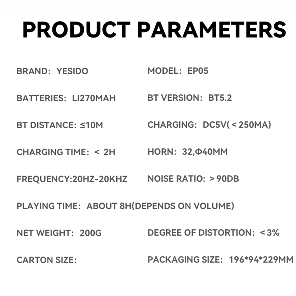 Handsfree Bluetooth Yesido EP05, A2DP, ANC, Noir