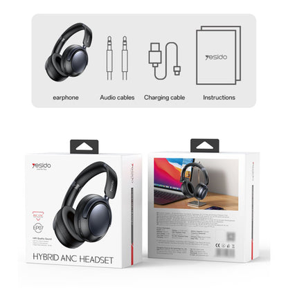 Kit mains libres Bluetooth Yesido EP07, A2DP, ANC, Noir