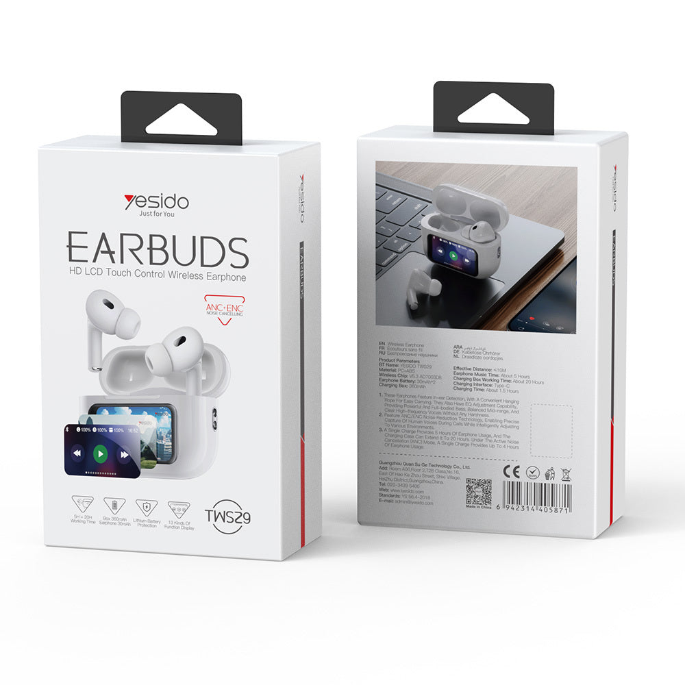 Kit mains libres Bluetooth Yesido TWS29, TWS, Blanc