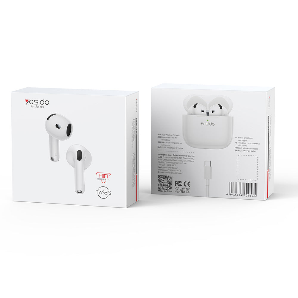 Kit mains libres Bluetooth Yesido TWS31S, TWS, Blanc