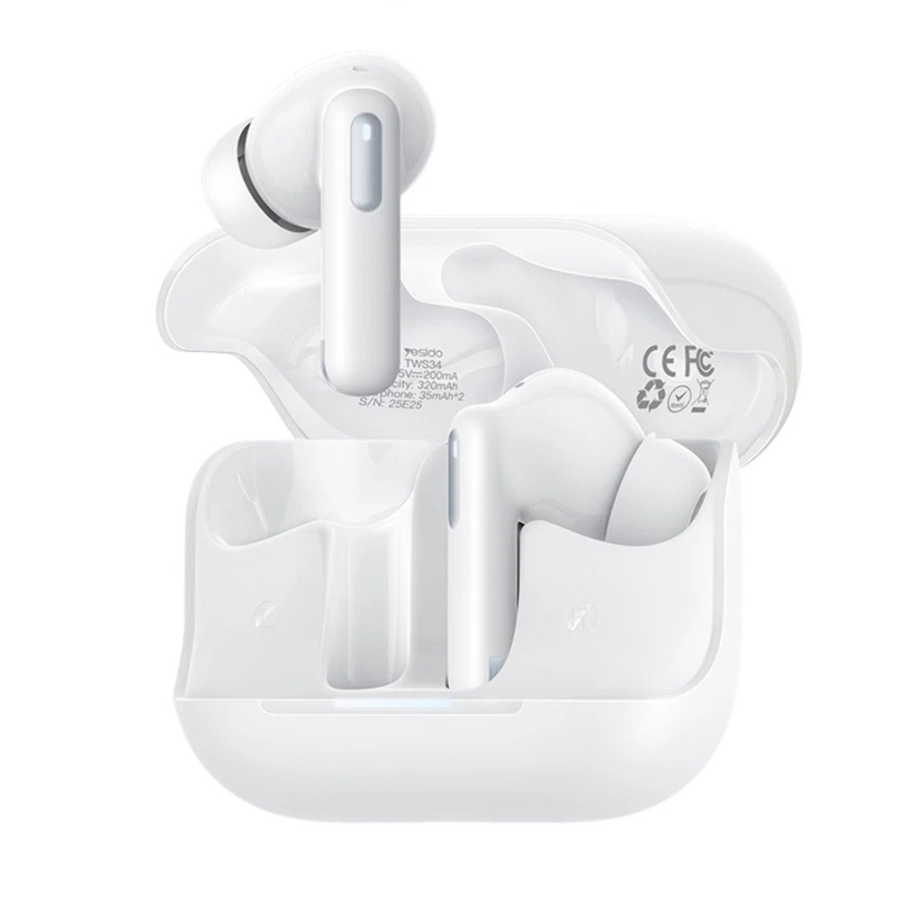 Kit mains libres Bluetooth Yesido TWS34, TWS, ANC, Blanc