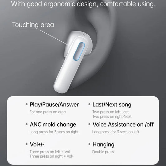 Kit mains libres Bluetooth Yesido TWS34, TWS, ANC, Blanc