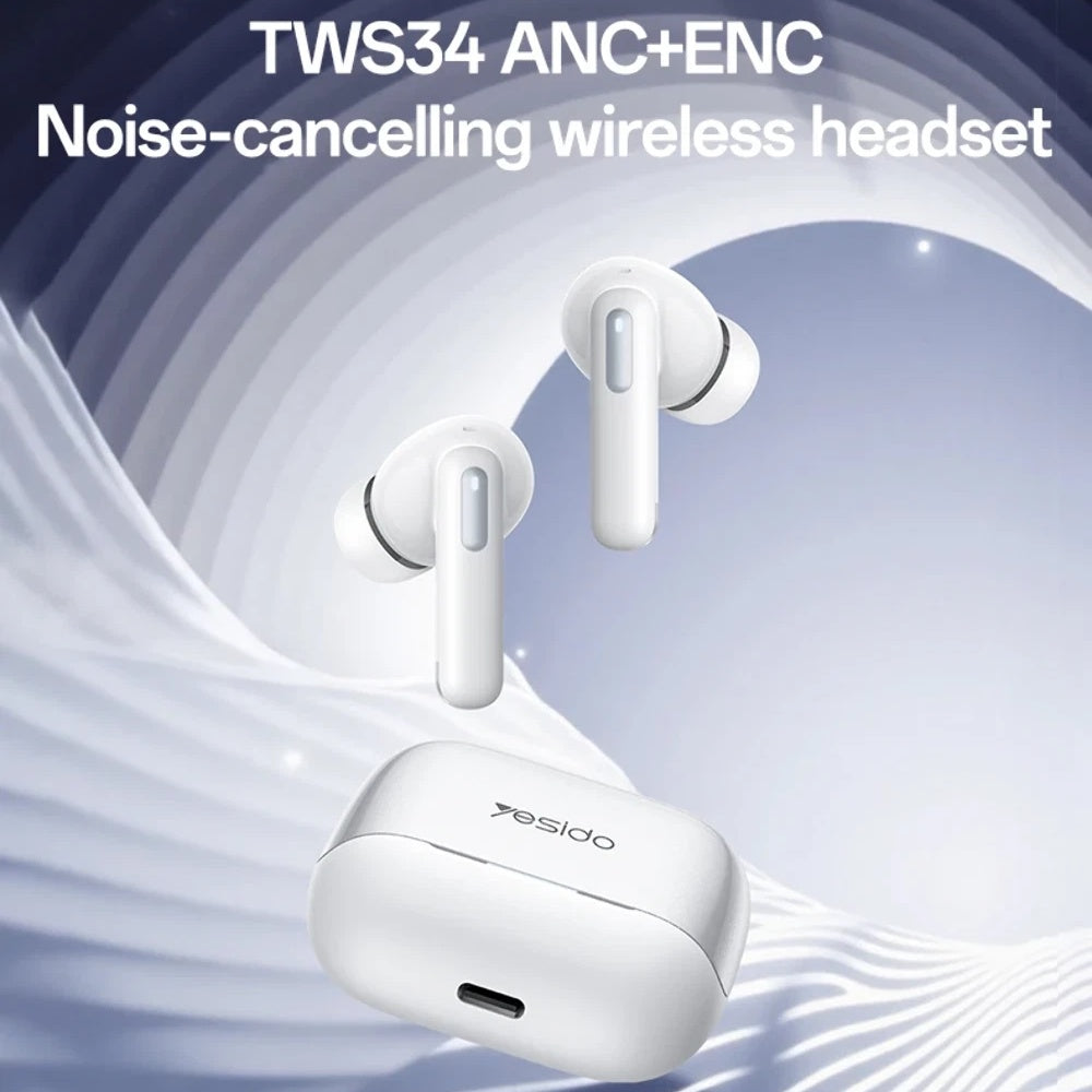 Kit mains libres Bluetooth Yesido TWS34, TWS, ANC, Blanc
