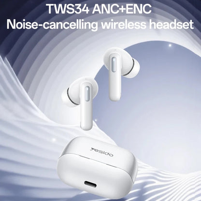 Kit mains libres Bluetooth Yesido TWS34, TWS, ANC, Blanc