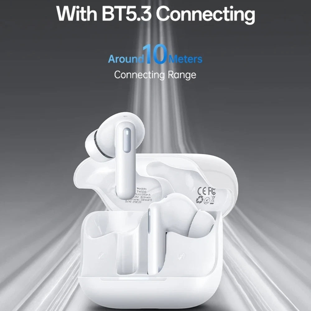 Kit mains libres Bluetooth Yesido TWS34, TWS, ANC, Blanc