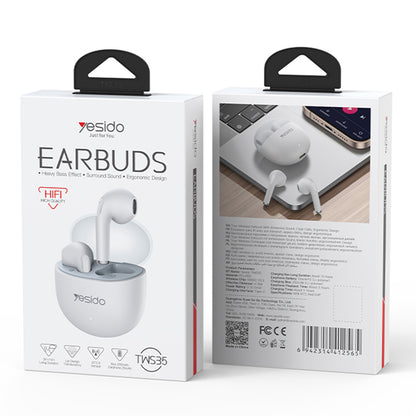 Kit mains libres Bluetooth Yesido TWS35, TWS, Blanc