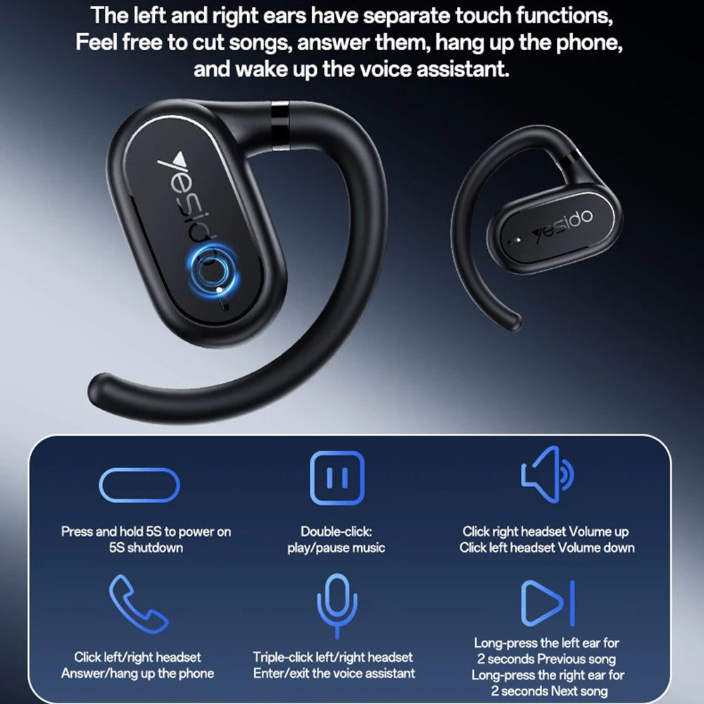 Kit mains libres Bluetooth Yesido YSP25, TWS, Noir