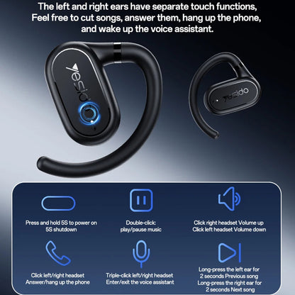 Kit mains libres Bluetooth Yesido YSP25, TWS, Noir