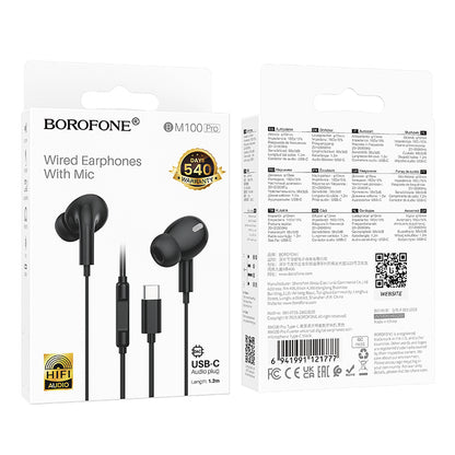Handsfree USB-C Borofone BM100 Pro Fuente, Black