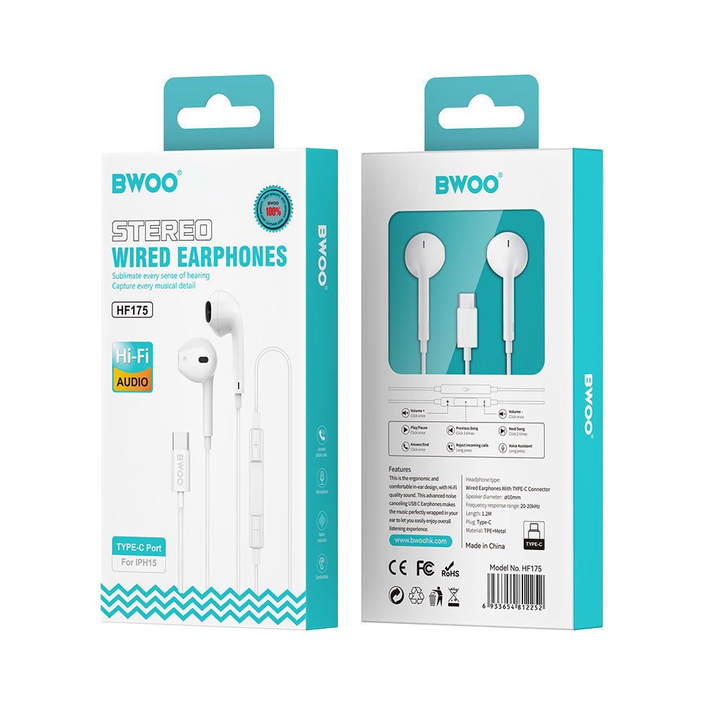 Casque mains libres USB-C BWOO HF175, Blanc