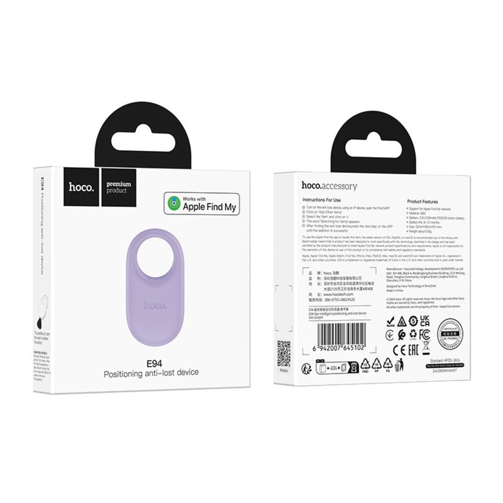 HOCO SmartTag E94 pour séries iOS, Violet