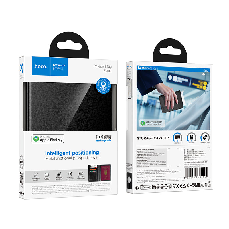 HOCO SmartTag Passport E91G pour iOS Series, Noir
