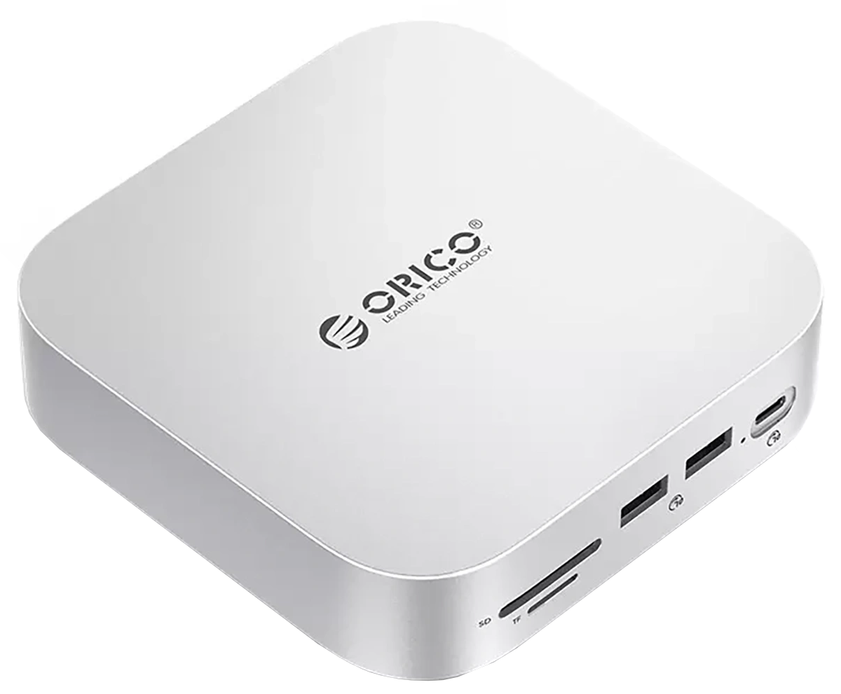 Hub Multifonctionnel Orico MiniLink M48PR pour Apple Mac Mini M4, 9-en-1, Argent