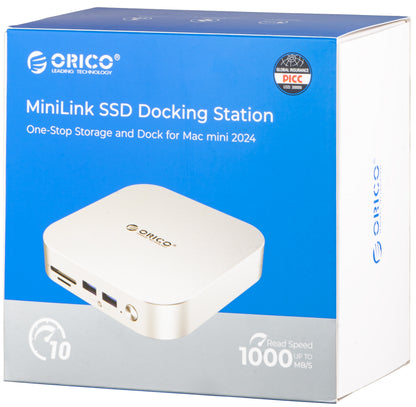 Hub Multifonctionnel Orico MiniLink M49P pour Apple Mac Mini M4, 9-en-1, Argent