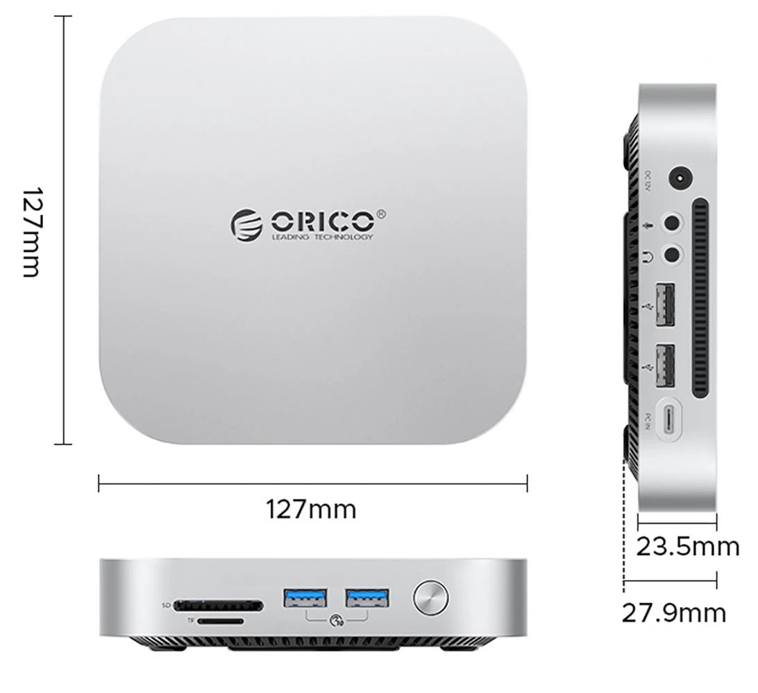 Hub Multifonctionnel Orico MiniLink M49P pour Apple Mac Mini M4, 9-en-1, Argent