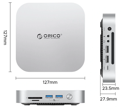 Hub Multifonctionnel Orico MiniLink M49P pour Apple Mac Mini M4, 9-en-1, Argent