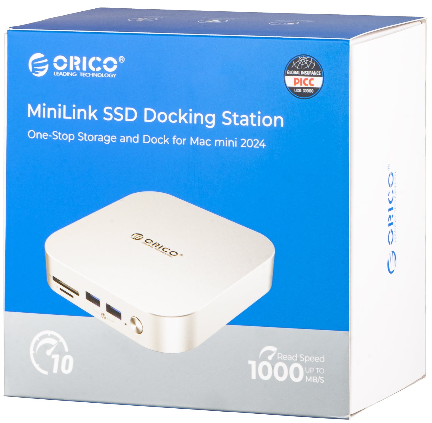 Hub Multifonctionnel Orico MiniLink M48PR pour Apple Mac Mini M4, 9-en-1, Argent
