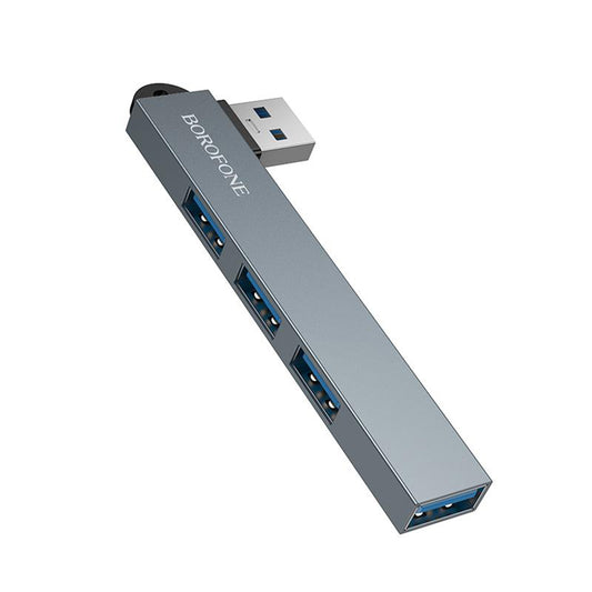 Hub USB Borofone FH1, 4 en 1, Gris